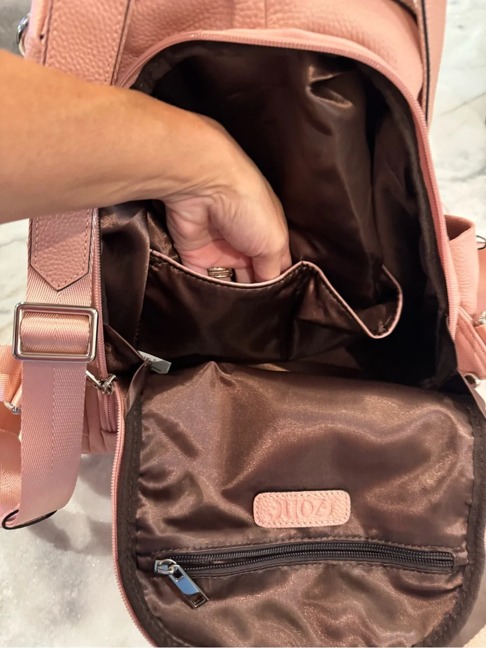 Antitheft Convertible Backpack Purse in Dusty Pink
